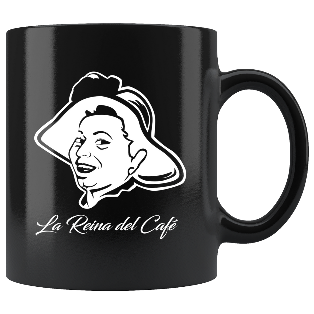 La Reina Del Cafe Black Coffee Mug