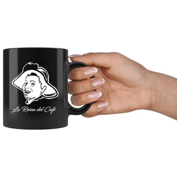 La Reina Del Cafe Black Coffee Mug